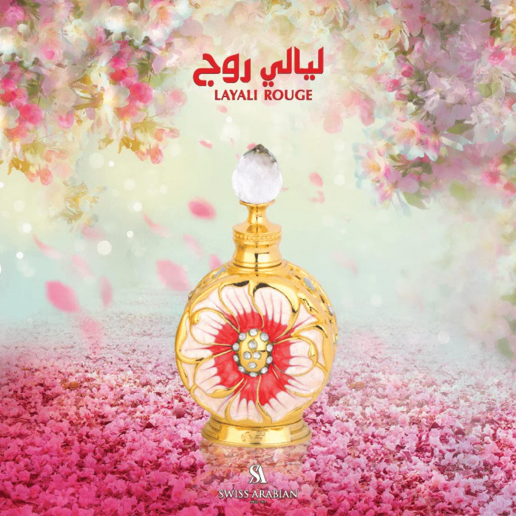 Layali Rouge for Women Perfume Oil - 15 ML (0.5 oz) by Swiss Arabian